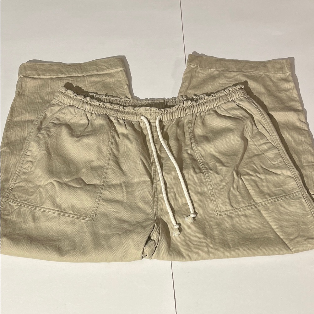 Old Navy Mid-Rise Straight Leg Barrel Utility Pull On Pants XL Tan Cream Neutral